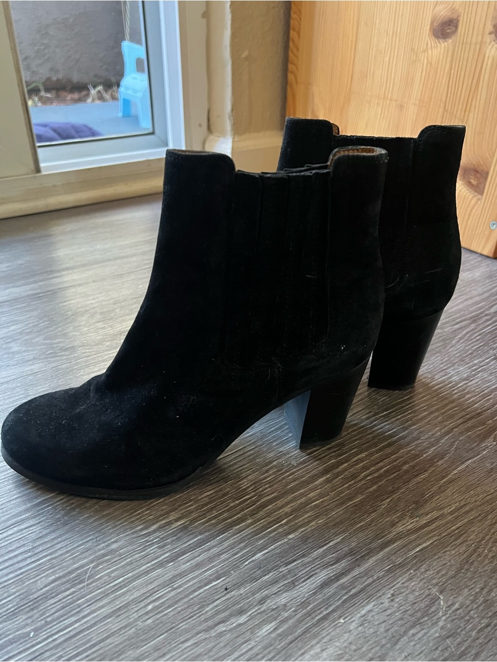 & Other Stories Black Suede Ankle Boots with Block Heel
